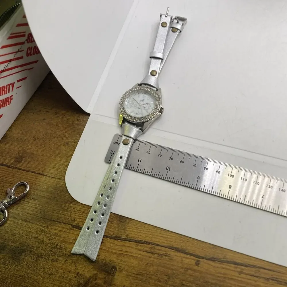 Womens Silver Rhinestone Mop Dial Watch New Battery